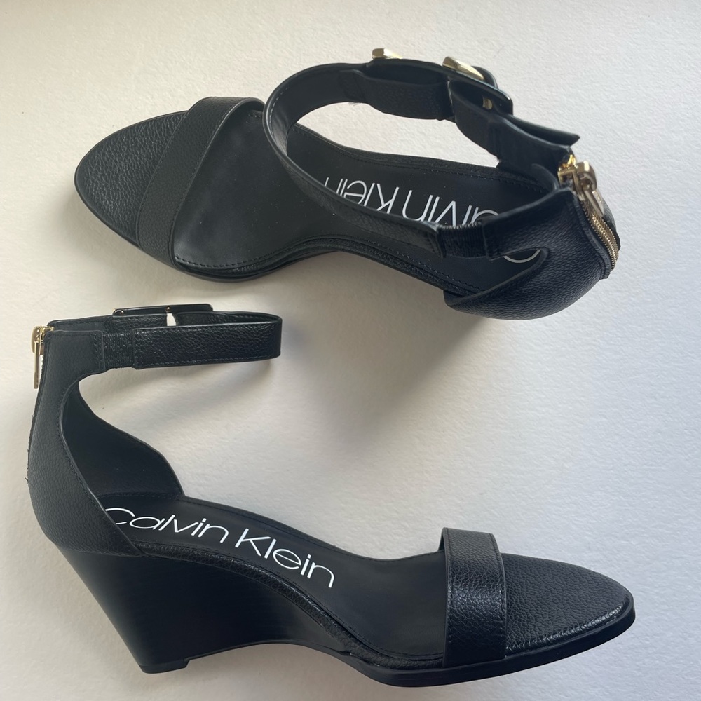 Calvin Klein Wilhelmina Leather Wedge Sandal